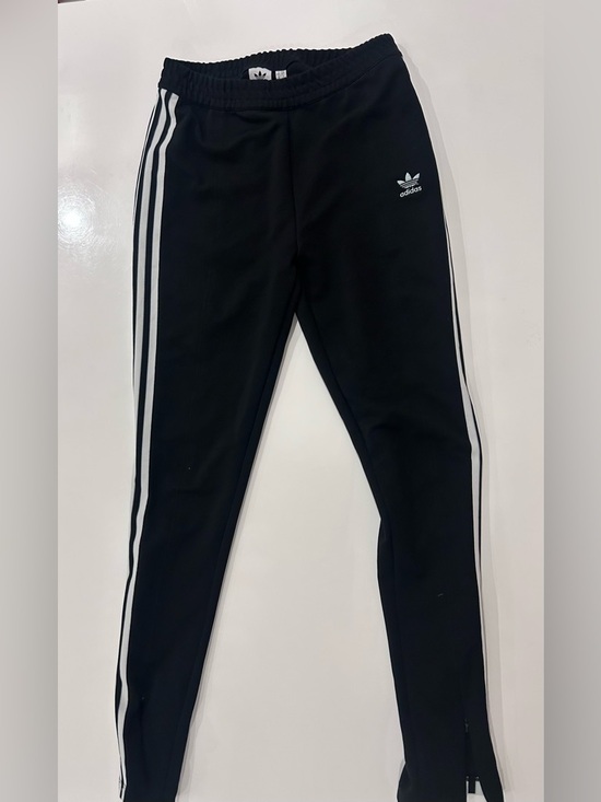 adidas Pants - adidas Black Ribbed Joggers with White Side Stripes - Women’s Medium